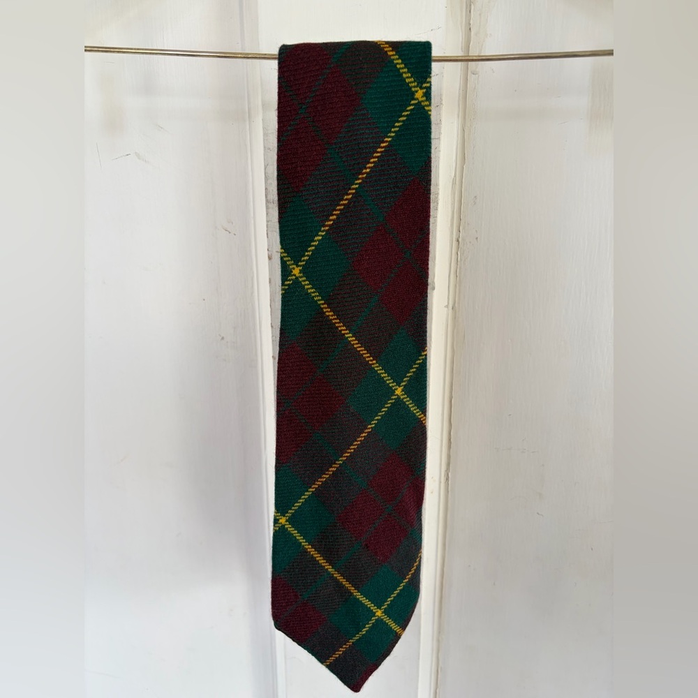 Vintage Zemo’s Argyle Knit Tie in Green, Burgundy & Yellow